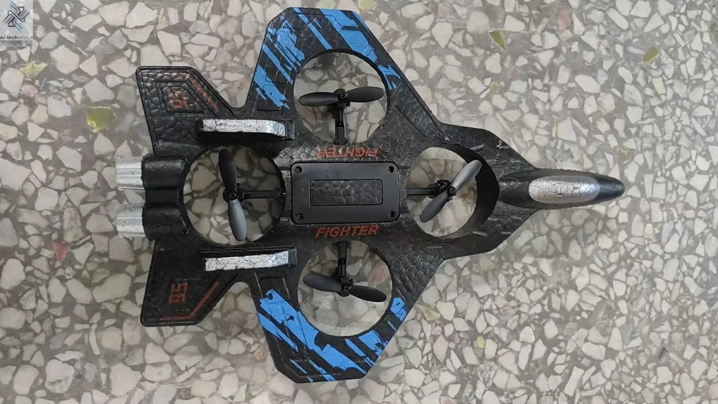 2.4G remote control fighter electric foam glider stunt tumbling UAV hovering helicopter with LED colorful lights aircraft model Ai-TechWorld 