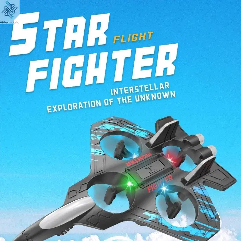 2.4G remote control fighter electric foam glider stunt tumbling UAV hovering helicopter with LED colorful lights aircraft model Ai-TechWorld 