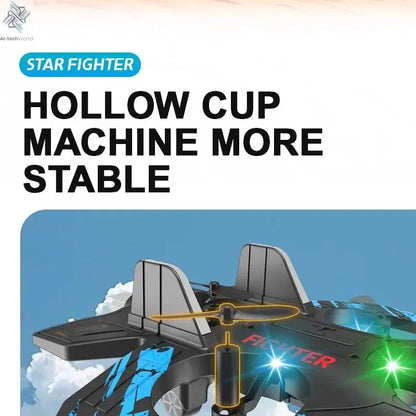 2.4G remote control fighter electric foam glider stunt tumbling UAV hovering helicopter with LED colorful lights aircraft model Ai-TechWorld 