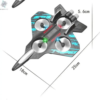2.4G remote control fighter electric foam glider stunt tumbling UAV hovering helicopter with LED colorful lights aircraft model Ai-TechWorld 