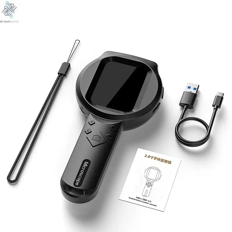 2.8'' IPS Digital Magnifier HD 1080P 100X Portable Microscope Handheld Mignifying Glass for Electronics Repair Check Jewelry Ai-TechWorld 