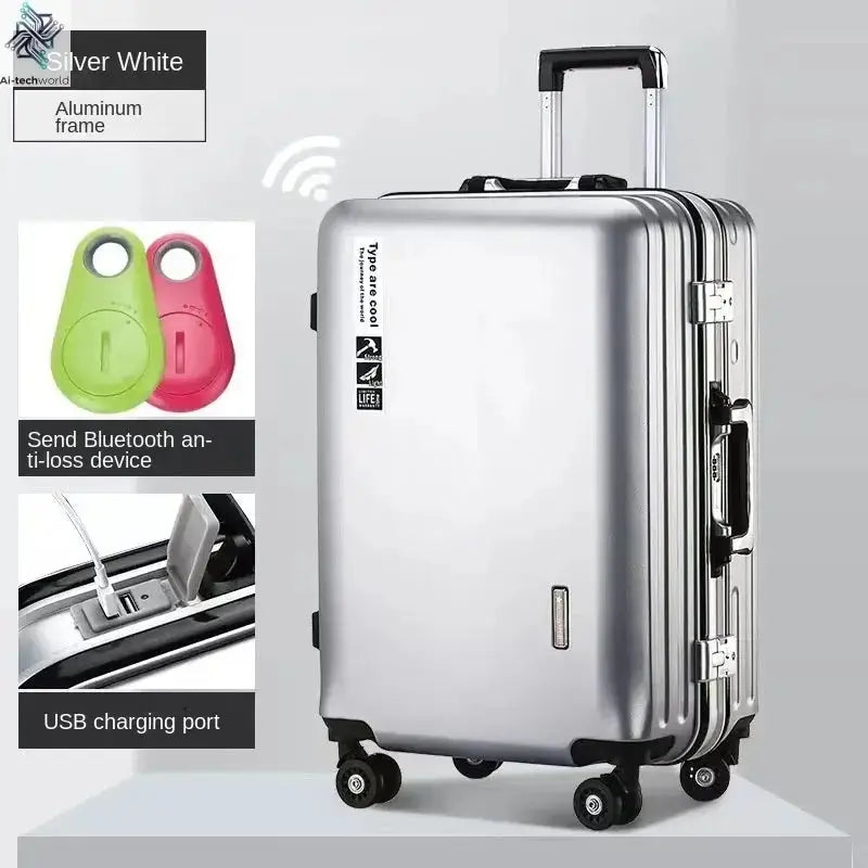 20 22 24 28 Inch Carry-on Suitcase Aluminium frame Rolling Luggage Trip Cabin Trolley Case Travel Bag Password Lock Zipper Ai-TechWorld 