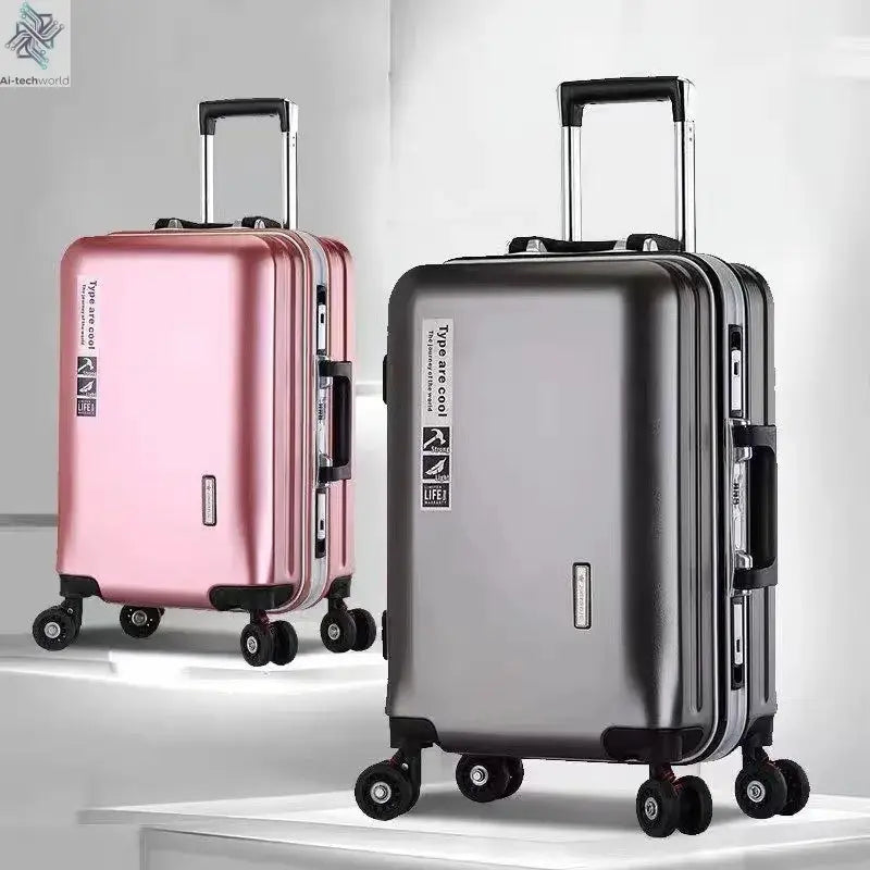 20 22 24 28 Inch Carry-on Suitcase Aluminium frame Rolling Luggage Trip Cabin Trolley Case Travel Bag Password Lock Zipper Ai-TechWorld 