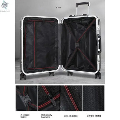 20 22 24 28 Inch Carry-on Suitcase Aluminium frame Rolling Luggage Trip Cabin Trolley Case Travel Bag Password Lock Zipper Ai-TechWorld 