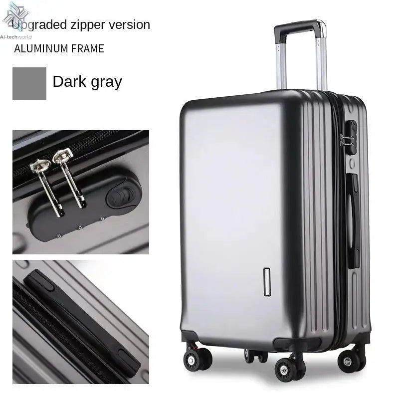 20 22 24 28 Inch Carry-on Suitcase Aluminium frame Rolling Luggage Trip Cabin Trolley Case Travel Bag Password Lock Zipper Ai-TechWorld 