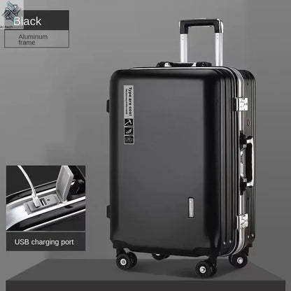 20 22 24 28 Inch Carry-on Suitcase Aluminium frame Rolling Luggage Trip Cabin Trolley Case Travel Bag Password Lock Zipper Ai-TechWorld 