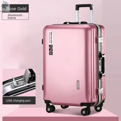 20 22 24 28 Inch Carry-on Suitcase Aluminium frame Rolling Luggage Trip Cabin Trolley Case Travel Bag Password Lock Zipper Ai-TechWorld 