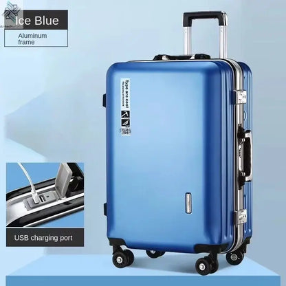 20 22 24 28 Inch Carry-on Suitcase Aluminium frame Rolling Luggage Trip Cabin Trolley Case Travel Bag Password Lock Zipper Ai-TechWorld 