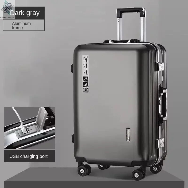 20 22 24 28 Inch Carry-on Suitcase Aluminium frame Rolling Luggage Trip Cabin Trolley Case Travel Bag Password Lock Zipper Ai-TechWorld 