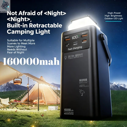 200000mAh Portable Power Station with 120W Super Fast Charging Camping Light Built-in 4 Cables Emergency Power Bank for Outdoor Ai-TechWorld 