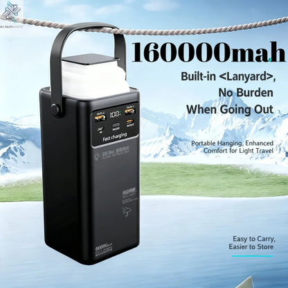 200000mAh Portable Power Station with 120W Super Fast Charging Camping Light Built-in 4 Cables Emergency Power Bank for Outdoor Ai-TechWorld 