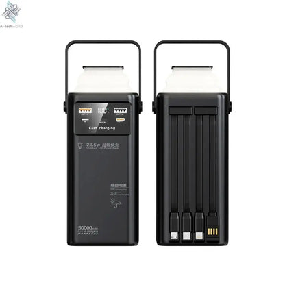 200000mAh Portable Power Station with 120W Super Fast Charging Camping Light Built-in 4 Cables Emergency Power Bank for Outdoor Ai-TechWorld 