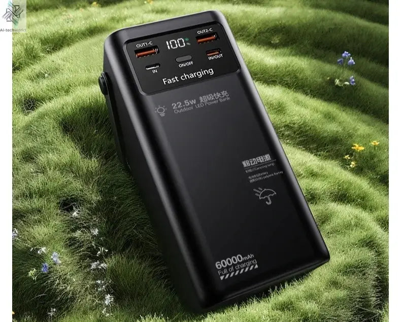 200000mAh Portable Power Station with 120W Super Fast Charging Camping Light Built-in 4 Cables Emergency Power Bank for Outdoor Ai-TechWorld 