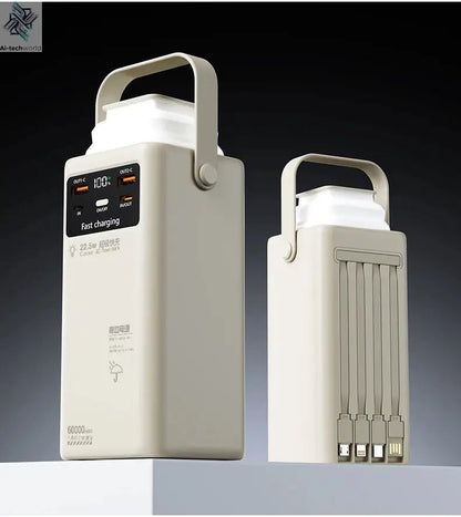 200000mAh Portable Power Station with 120W Super Fast Charging Camping Light Built-in 4 Cables Emergency Power Bank for Outdoor Ai-TechWorld 