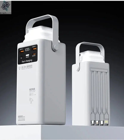 200000mAh Portable Power Station with 120W Super Fast Charging Camping Light Built-in 4 Cables Emergency Power Bank for Outdoor Ai-TechWorld 