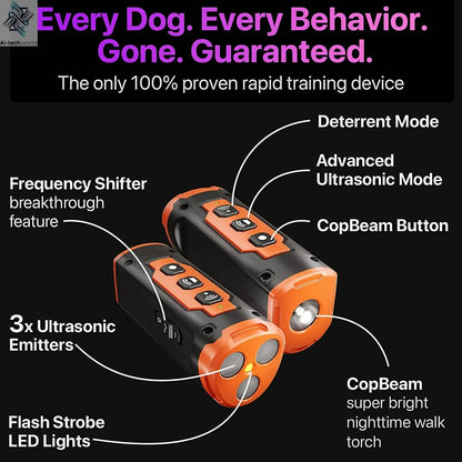 2023 Release Pet Dog Repeller Ultrasonic Dog Training Device Rechargeable Anti Dog Bark Deterrent Device With LED Flashlight Ai-TechWorld 