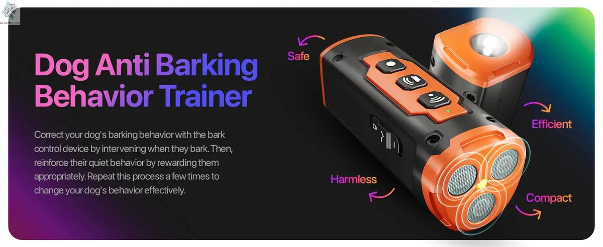 2023 Release Pet Dog Repeller Ultrasonic Dog Training Device Rechargeable Anti Dog Bark Deterrent Device With LED Flashlight Ai-TechWorld 