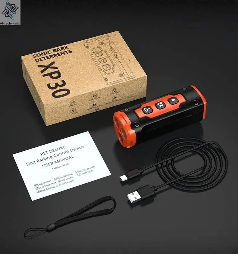 2023 Release Pet Dog Repeller Ultrasonic Dog Training Device Rechargeable Anti Dog Bark Deterrent Device With LED Flashlight Ai-TechWorld 