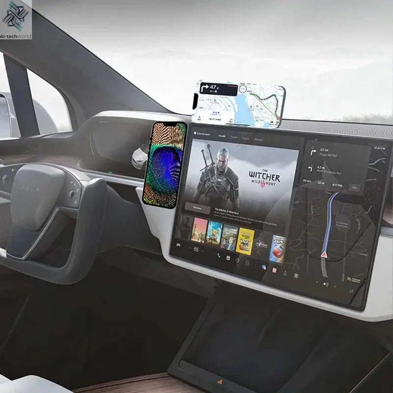 2024 Magnetic Laptop Phone Holder Computer Monitor Side Cell Phone Slim& Foldable For iPhone 14 13 12 Series Case and All Phone - Ai - TechWorld