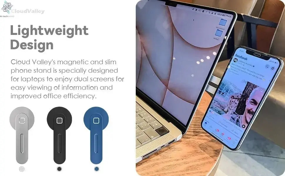 2024 Magnetic Laptop Phone Holder Computer Monitor Side Cell Phone Slim& Foldable For iPhone 14 13 12 Series Case and All Phone - Ai - TechWorld