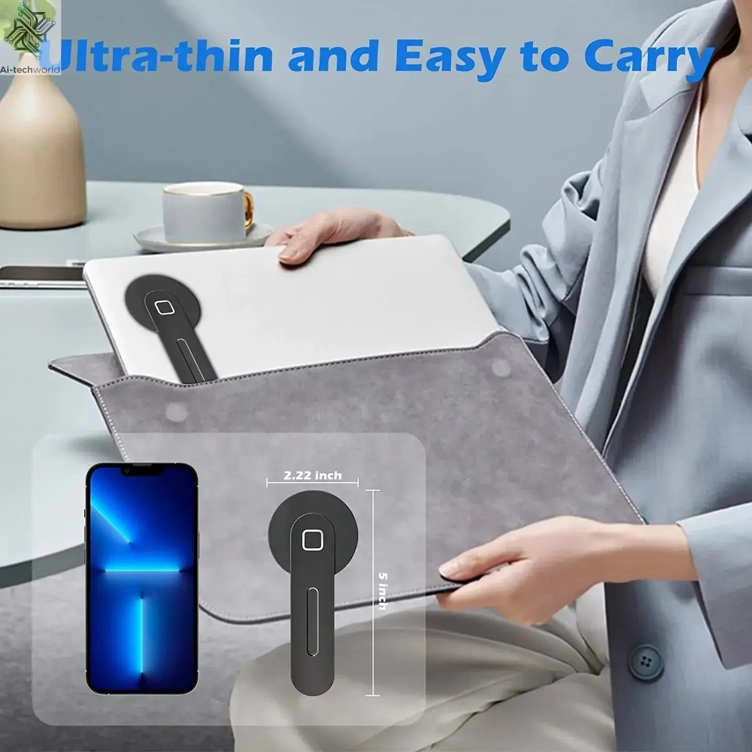 2024 Magnetic Laptop Phone Holder Computer Monitor Side Cell Phone Slim& Foldable For iPhone 14 13 12 Series Case and All Phone - Ai - TechWorld