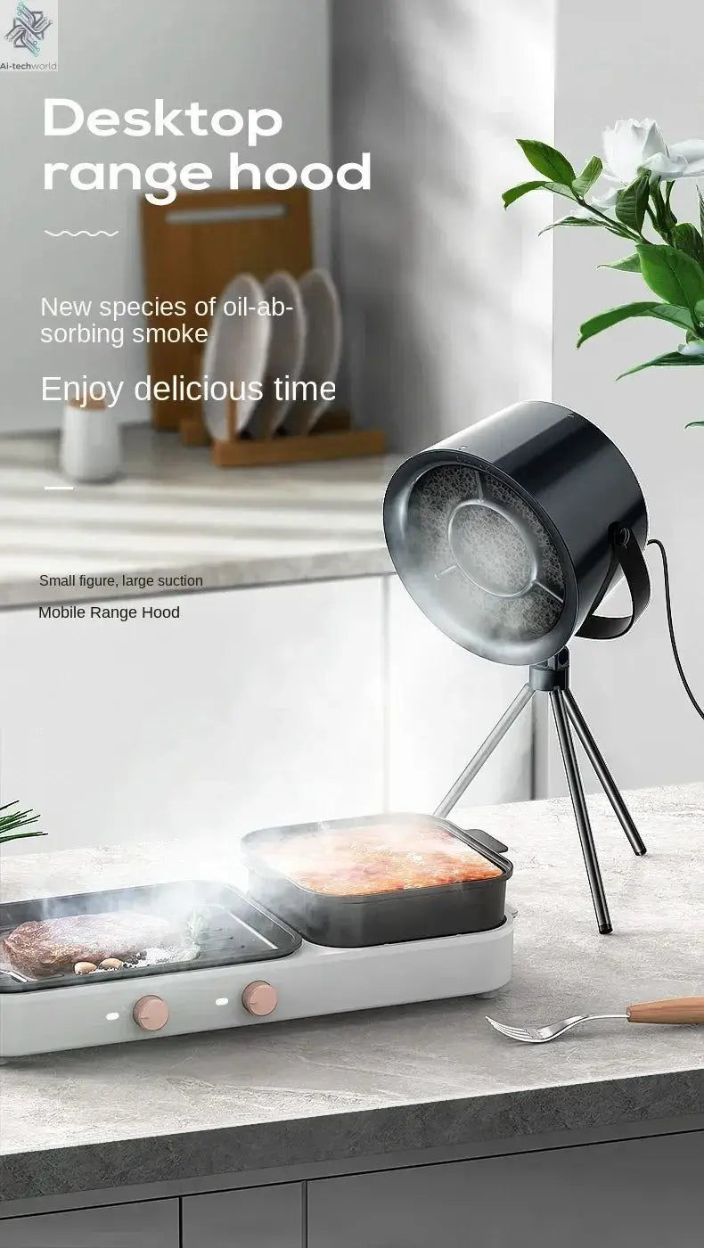 2024 New Portable Exhaust Fan Small Kitchen Hood Extractor Barbecue USB Supply Desktop Range Hoods Mini Suction Cooker Hood - Ai-TechWorld