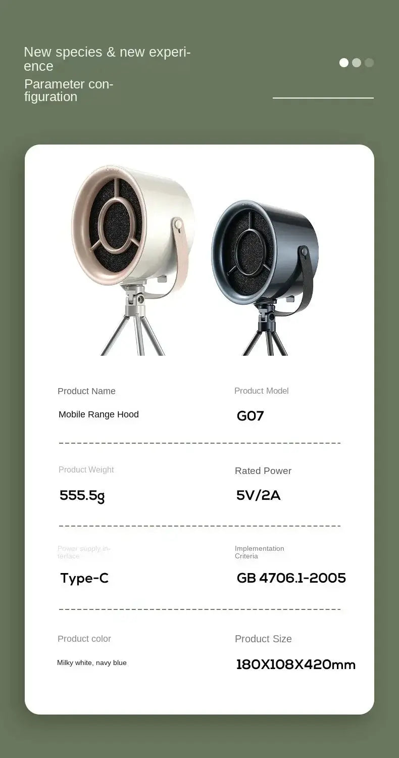 2024 New Portable Exhaust Fan Small Kitchen Hood Extractor Barbecue USB Supply Desktop Range Hoods Mini Suction Cooker Hood - Ai-TechWorld