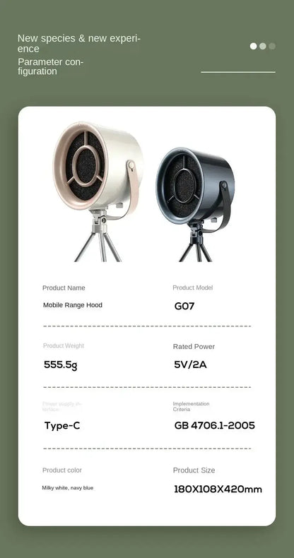2024 New Portable Exhaust Fan Small Kitchen Hood Extractor Barbecue USB Supply Desktop Range Hoods Mini Suction Cooker Hood - Ai-TechWorld