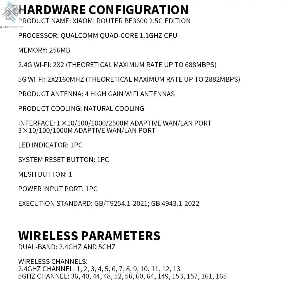 2024 Xiaomi Router BE3600 WiFi7 2.4/5GHz Duan Bands 160Mhz 3570Mbps Mesh Networking Gaming Acceleration 2.5G Ethernet Port - Ai - TechWorld