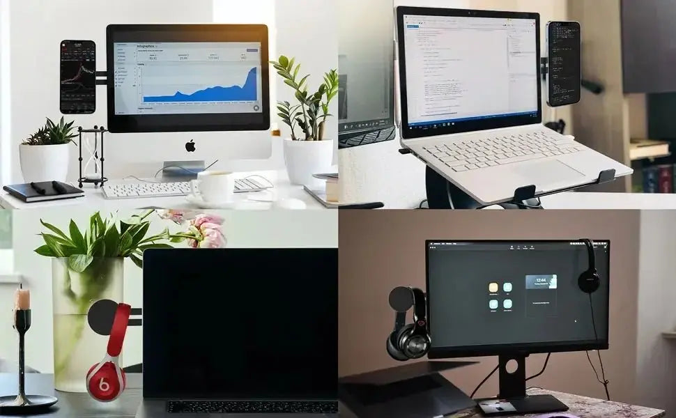 2024 Magnetic Laptop Phone Holder Computer Monitor Side Cell Phone Slim& Foldable For iPhone 14 13 12 Series Case and All Phone - Ai - TechWorld