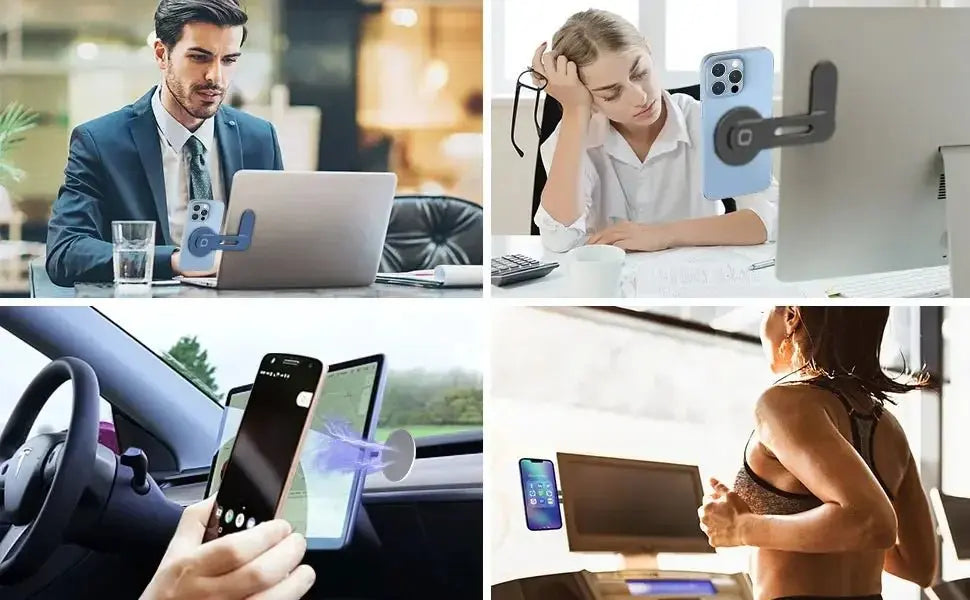2024 Magnetic Laptop Phone Holder Computer Monitor Side Cell Phone Slim& Foldable For iPhone 14 13 12 Series Case and All Phone - Ai - TechWorld