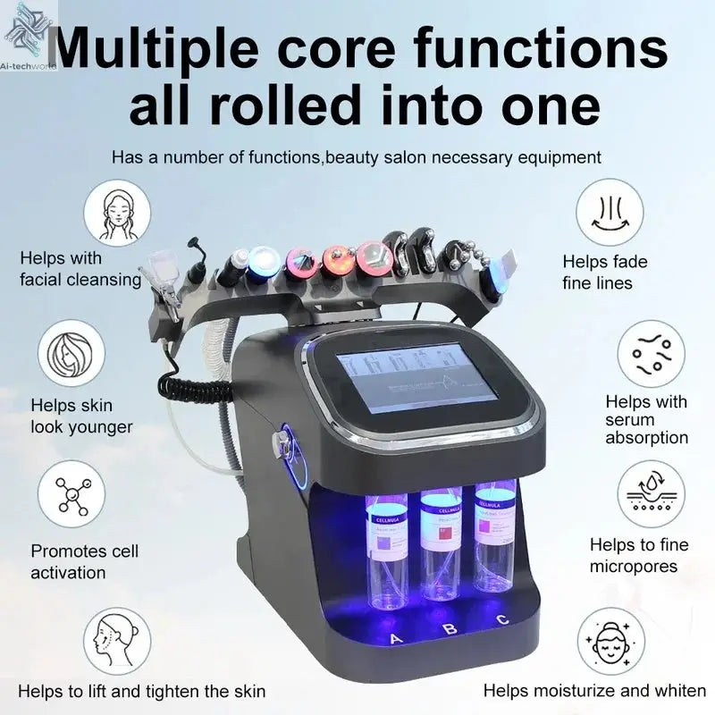 2025 10 in 1 Hydro Dermabrasion Machine Facial Deep Cleaning Eye Lifting Water Oxygen Spray Skin Care Bubble SPA Beauty Device Ai-TechWorld 