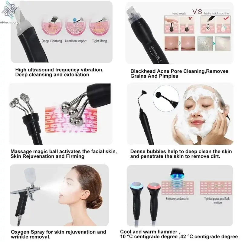 2025 10 in 1 Hydro Dermabrasion Machine Facial Deep Cleaning Eye Lifting Water Oxygen Spray Skin Care Bubble SPA Beauty Device Ai-TechWorld 