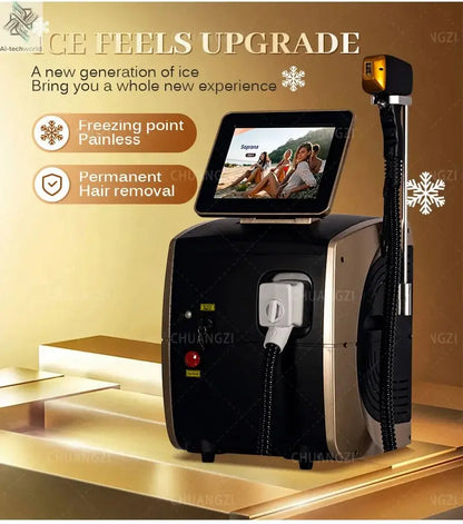 2025 Best Depilator New Ice Platinum Cooling System Skin Care 808nm Diode Laser Hair Removal Machine 3-Wavelength Ai-TechWorld 