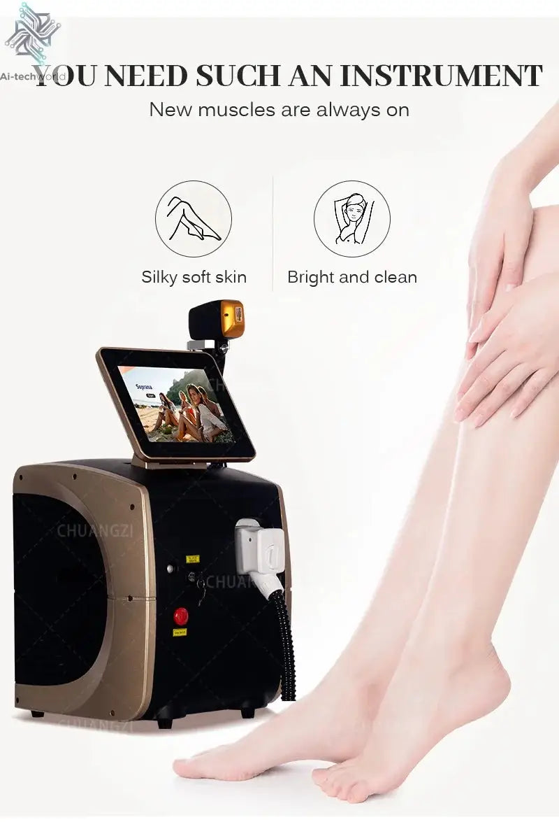 2025 Best Depilator New Ice Platinum Cooling System Skin Care 808nm Diode Laser Hair Removal Machine 3-Wavelength Ai-TechWorld 