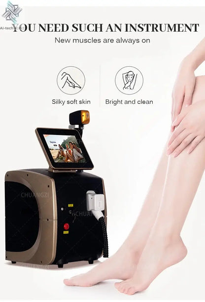 2025 Best Depilator New Ice Platinum Cooling System Skin Care 808nm Diode Laser Hair Removal Machine 3-Wavelength Ai-TechWorld 