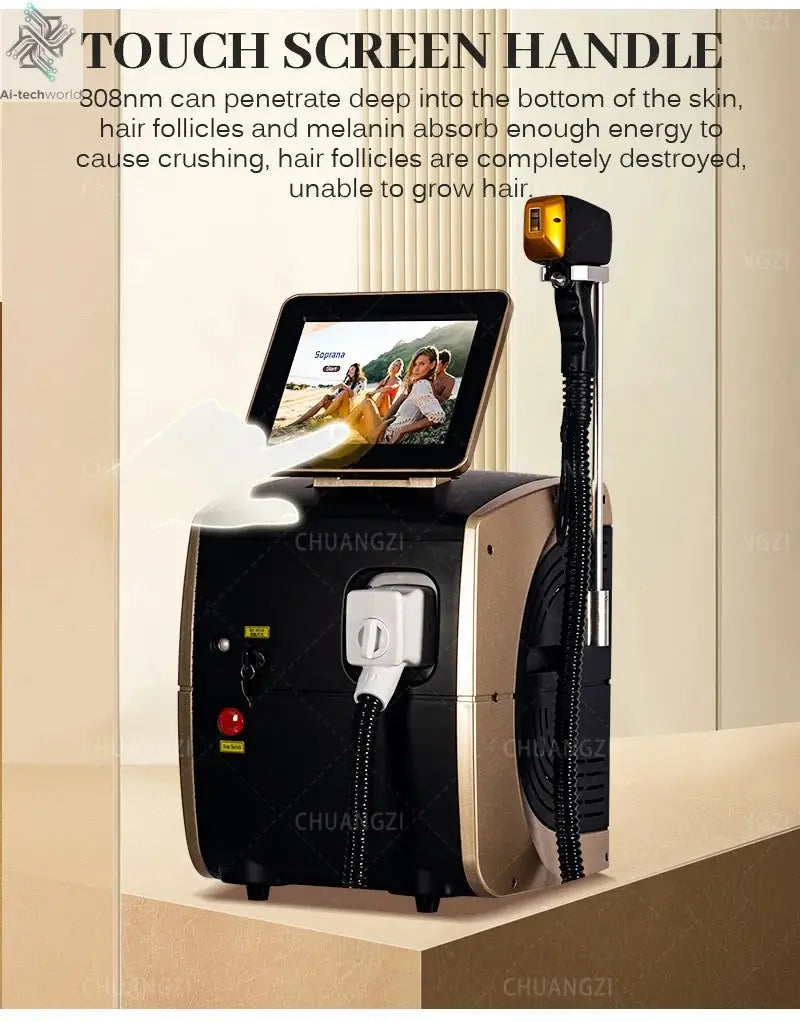 2025 Best Depilator New Ice Platinum Cooling System Skin Care 808nm Diode Laser Hair Removal Machine 3-Wavelength Ai-TechWorld 