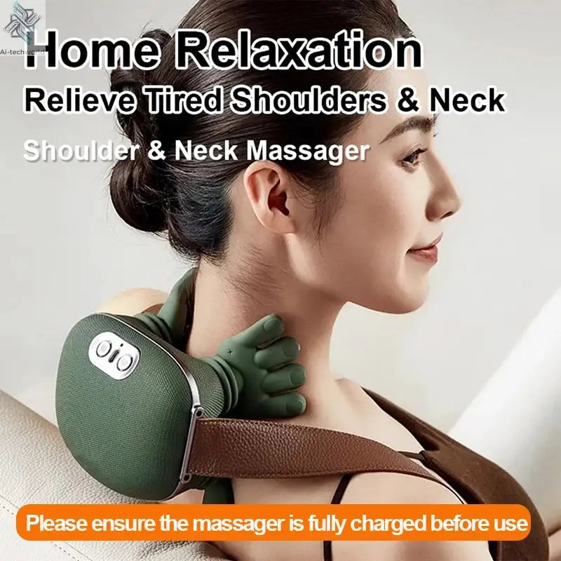 2025 Bionic Neck Shoulder Massager N7 Kneading Massager Shawl 3-Level Modes Neck Cervical Waist Leg Body Muscles Massage Pillow - Ai-TechWorld