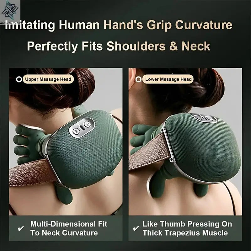 2025 Bionic Neck Shoulder Massager N7 Kneading Massager Shawl 3-Level Modes Neck Cervical Waist Leg Body Muscles Massage Pillow - Ai-TechWorld