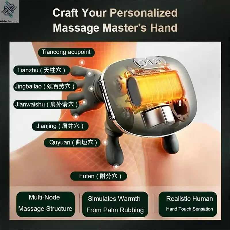2025 Bionic Neck Shoulder Massager N7 Kneading Massager Shawl 3-Level Modes Neck Cervical Waist Leg Body Muscles Massage Pillow - Ai-TechWorld