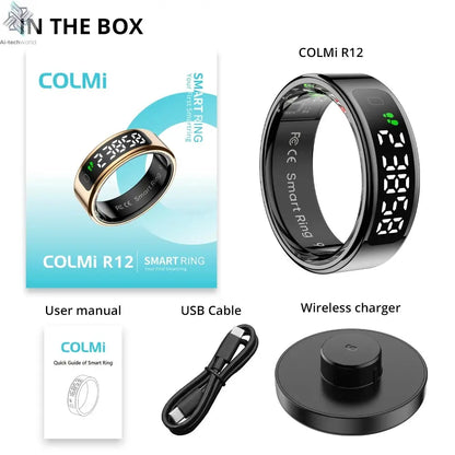 2025 COLMI R12 Smart Ring with Display Screen and Touch, Wireless Charging, Health Manager, 5 ATM Waterproof For Men Women Ai-TechWorld 