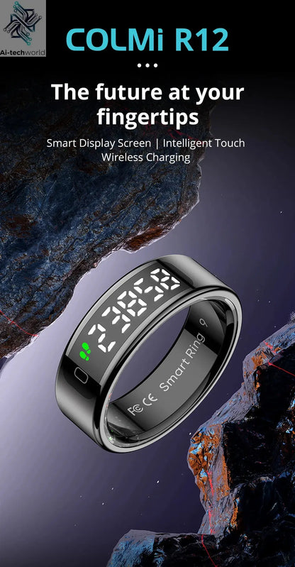 2025 COLMI R12 Smart Ring with Display Screen and Touch, Wireless Charging, Health Manager, 5 ATM Waterproof For Men Women Ai-TechWorld 