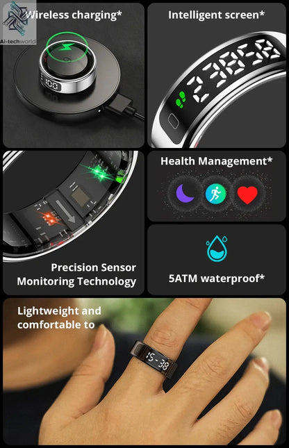 2025 COLMI R12 Smart Ring with Display Screen and Touch, Wireless Charging, Health Manager, 5 ATM Waterproof For Men Women Ai-TechWorld 