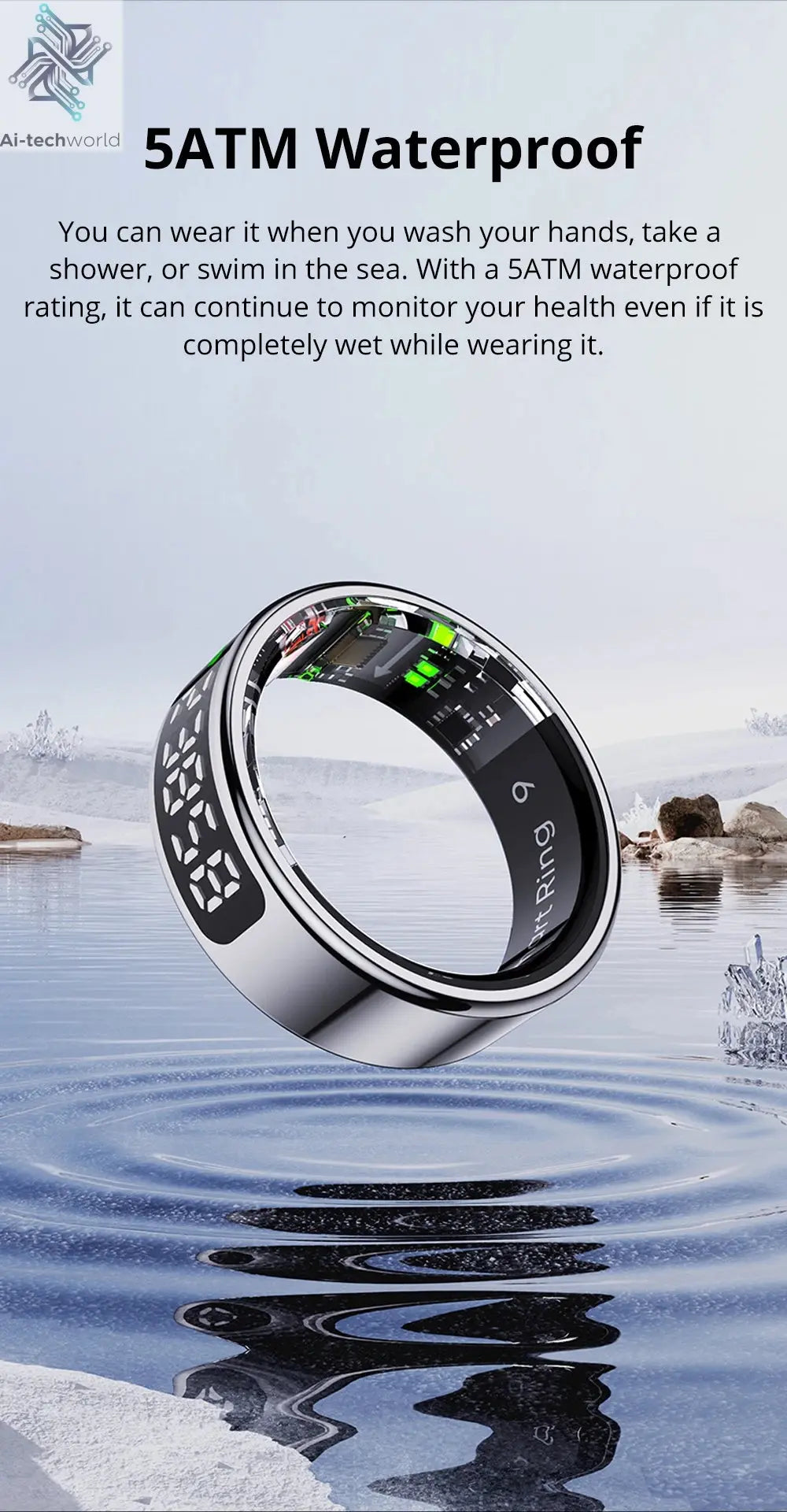 2025 COLMI R12 Smart Ring with Display Screen and Touch, Wireless Charging, Health Manager, 5 ATM Waterproof For Men Women Ai-TechWorld 