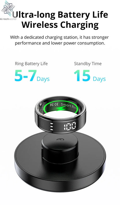 2025 COLMI R12 Smart Ring with Display Screen and Touch, Wireless Charging, Health Manager, 5 ATM Waterproof For Men Women Ai-TechWorld 