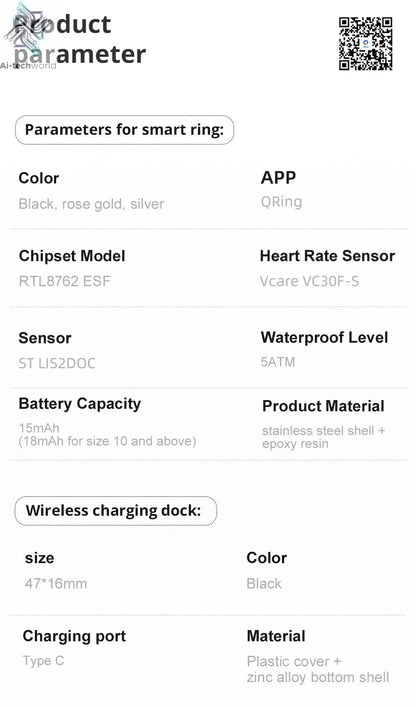 2025 COLMI R12 Smart Ring with Display Screen and Touch, Wireless Charging, Health Manager, 5 ATM Waterproof For Men Women Ai-TechWorld 