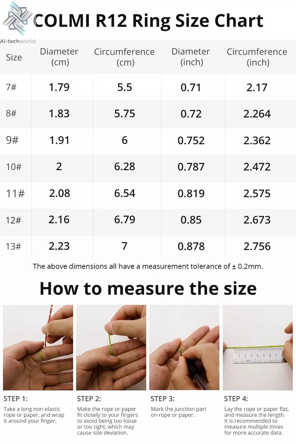 2025 COLMI R12 Smart Ring with Display Screen and Touch, Wireless Charging, Health Manager, 5 ATM Waterproof For Men Women Ai-TechWorld 