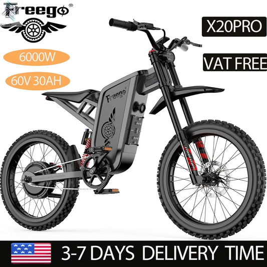 2025 Electric Dirt Bike X2 Pro Electric Motorcycle 6000W(Peak) Motor 1800wh Battery 7 Speed 50MPH Off Road Electric Bicycle Ai-TechWorld 