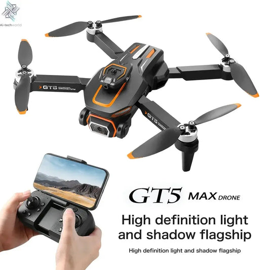 2025 GT5 Mini Drone 4K 6K HD Double Camera Brushless Motor Obstacle Avoidance Aerial Photoflow Professional Foldable Quadcopter Ai-TechWorld 