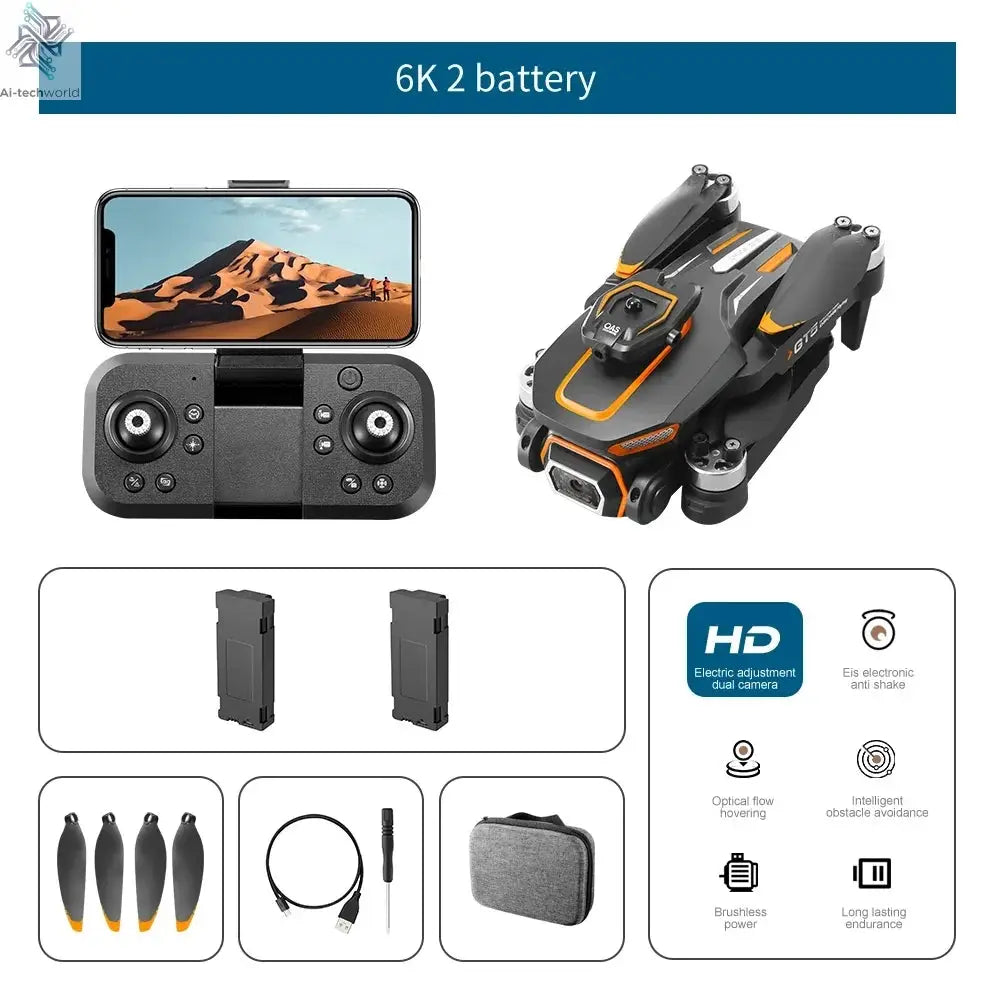 2025 GT5 Mini Drone 4K 6K HD Double Camera Brushless Motor Obstacle Avoidance Aerial Photoflow Professional Foldable Quadcopter Ai-TechWorld 